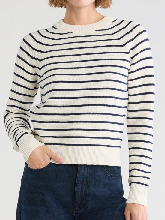 French Connection Sweaters - French Connection Cream and Navy Striped Knit Sweater